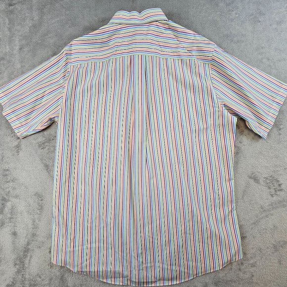 Neiman Marcus Shirt Men's Large Multicolor Striped Button Front 80's 2-Ply - Picture 2 of 9